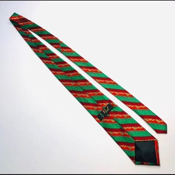 🎄Set of 2 Novelty Christmas Musical Ties – Red & Green Holiday Prints NOEL Santa - Picture 3 of 8